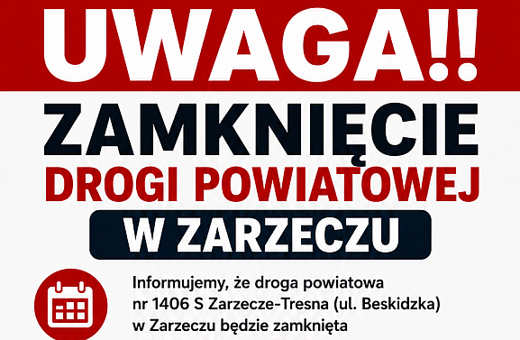 Zamknięcie ul. Beskidzkiej w Zarzeczu.