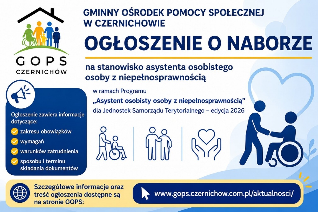 Ogłoszenie Gminnego Ośrodka Pomocy Społecznej w Czernichowie